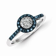 Sterling Silver Blue Diamond Small Circle Ring