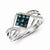 Sterling Silver w/Rhodium Plated Blue & White Diamond Square Ring