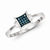 Sterling Silver with White/Blue Diamonds Square Ring