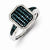 Sterling Silver with White/Blue Diamonds Rectangle Ring
