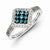 Sterling Silver with White/Blue Diamonds Square Ring