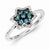Sterling Silver Blue & White Diamond Flower Ring