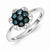 Sterling Silver Blue & White Diamond Flower Ring