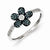 Sterling Silver Blue and White Diamond Flower Ring