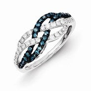 Sterling Silver Blue & White Diamond Ring