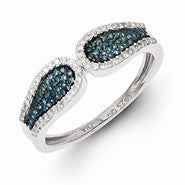 Sterling Silver Blue and White Diamond Ring
