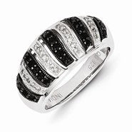 Sterling Silver Black Diamond Fancy Swirl Design Ring
