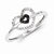 Sterling Silver with Black and White Diamond Double Heart Ring