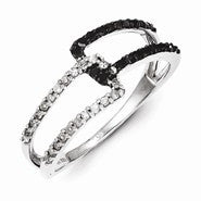 Sterling Silver with Black and White Diamond Ring