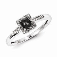 Sterling Silver with Black and White Diamond Ring