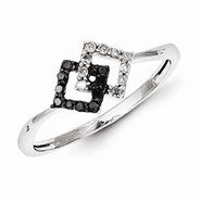 Sterling Silver with Black and White Diamond Ring