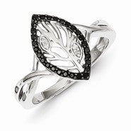 Sterling Silver w/Rhodium Plated Black & White Diamond Ring