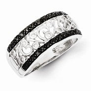 Sterling Silver w/Rhodium Plated Back & White Diamond Ring