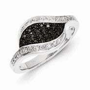 Sterling Silver Black Diamond Fancy Marquise Ring