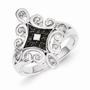 Sterling Silver Black Diamond Ring