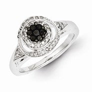 Sterling Silver Black Diamond Circle Ring