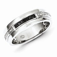 Sterling Silver White & Black Diamond Men's Ring