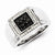 Sterling Silver White & Black Diamond Square Men's Ring