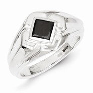 Sterling Silver Black Diamond Mens Ring
