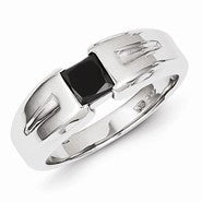 Sterling Silver Black Diamond Mens Ring