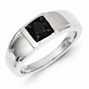 Sterling Silver Black Diamond Mens Ring