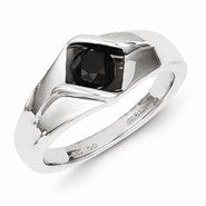 Sterling Silver Black Diamond Mens Ring