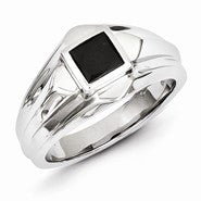 Sterling Silver Black Diamond Mens Ring