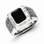 Sterling Silver Diamond & Onyx Square Black Rhodium-plated Men's Ring