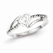 Sterling Silver Diamond Heart Ring
