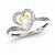 Sterling Silver 14k Plated Diamond Heart Ring