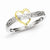 Sterling Silver 14k Plated Diamond Heart Ring