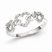 Sterling Silver w/Rhodium Plated Diamond Triple Heart Ring