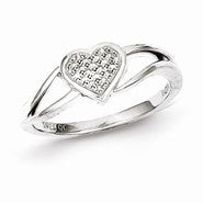 Sterling Silver Diamond Heart Ring
