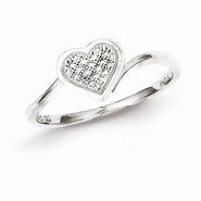 Sterling Silver Diamond Heart Ring