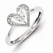 Sterling Silver Diamond Heart Ring