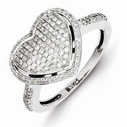 Sterling Silver Diamond Heart Ring