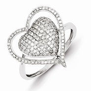 Sterling Silver Diamond Heart Ring