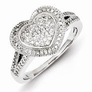Sterling Silver Diamond Heart Ring