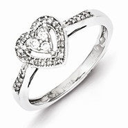 Sterling Silver Diamond Heart Ring