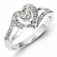 Sterling Silver Diamond Heart Ring
