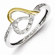 Sterling Silver & 14k Two Tone Diamond Heart Ring