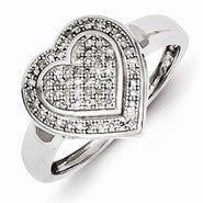 Sterling Silver Diamond Heart Ring