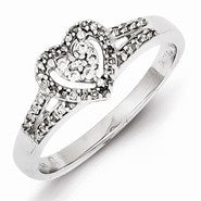 Sterling Silver Diamond Heart Ring