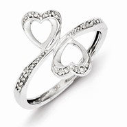 Sterling Silver Diamond Heart Ring