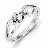 Sterling Silver Diamond Heart Ring