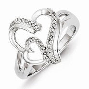 Sterling Silver Diamond Heart Ring