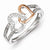 Sterling Silver & 14k Rose Gold Diamonds Two Heart Ring