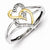 Sterling Silver & 14k Two Tone Diamond Double Hearts Ring