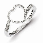 Sterling Silver Diamond Heart Ring