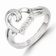 Sterling Silver Diamond Heart Ring